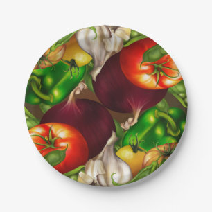 Vegetables and Herbs Organic Natural Veggies Food Paper Plate