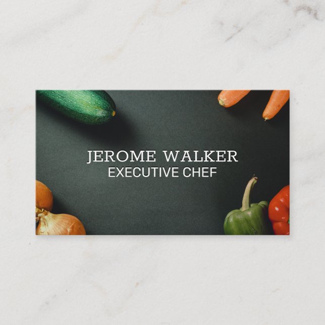Vegetables | Black Background Business Card (Front)