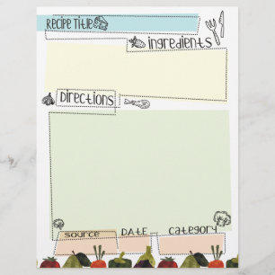 Vegetables border funky recipe letterhead