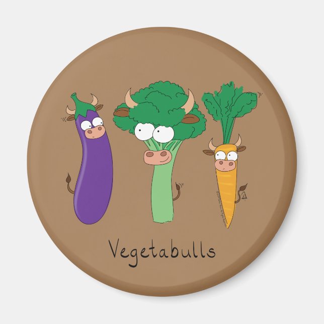 Vegetables Bulls Cute Kids Cartoon Magnet (Front)