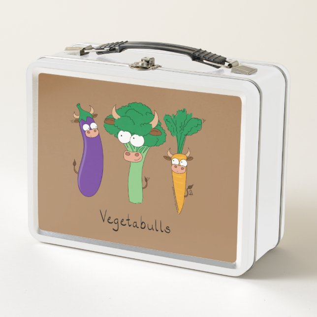 Vegetables Bulls Cute Kids Cartoon Metal Lunch Box (Front)