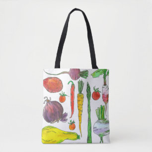Vegetables Carrots Asparagus Beets Market Grocery Tote Bag