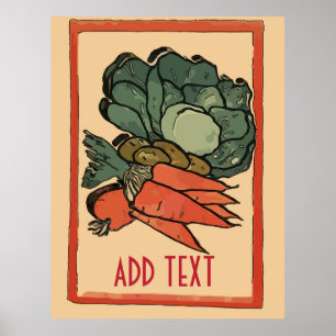 Vegetables, cooking, kitchen art, personalise poster