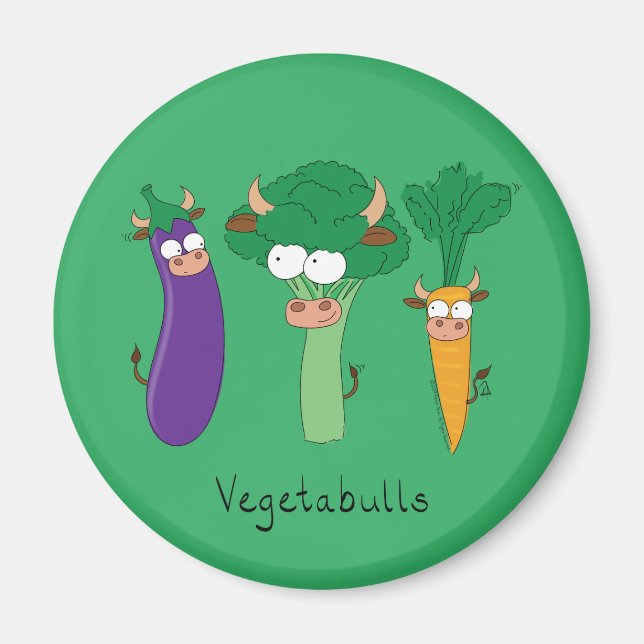 Vegetables Cute Kids Funny Cartoon Magnet (Front)
