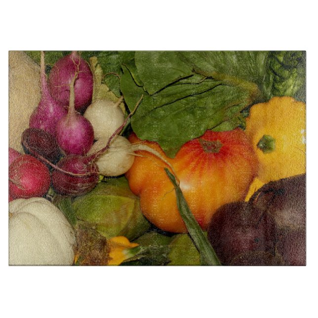 Vegetables Decorative Glass Cutting Board (Front)