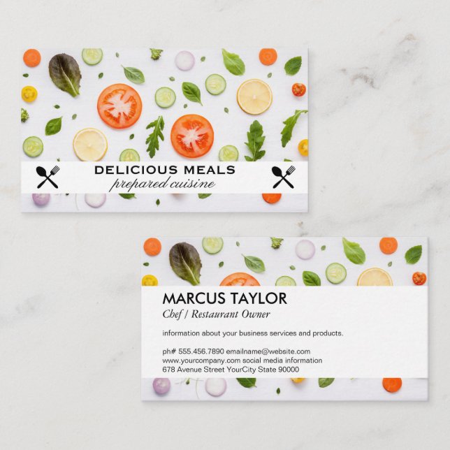 Vegetables | Food Pattern Business Card (Front/Back)