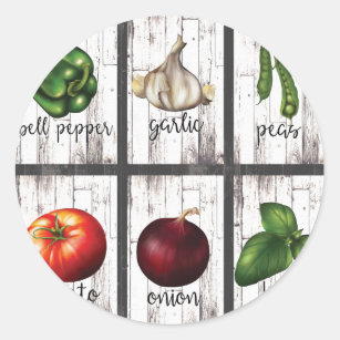 Vegetables & Herbs Rustic Modern Kitchen Food Art Classic Round Sticker