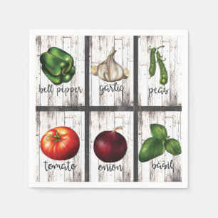 Vegetables & Herbs Rustic Modern Kitchen Food Art Napkin