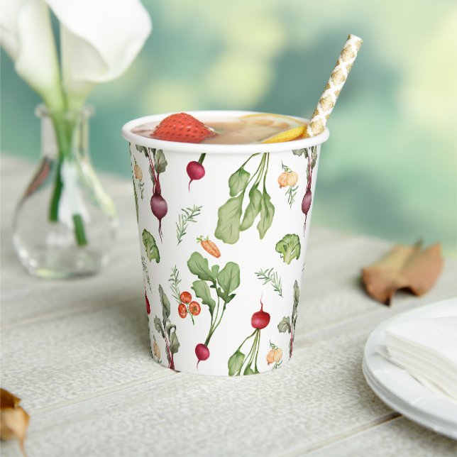 Vegetables Pattern Farmers Market Locally Grown Paper Cups (Insitu)