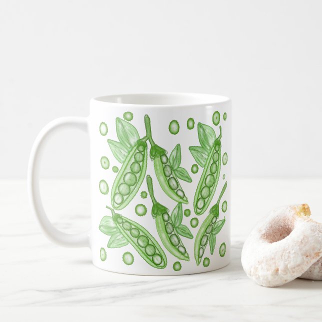 Vegetables Peas Coffee Mug (With Donut)