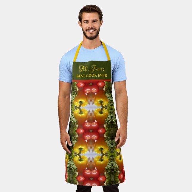 Vegetables Peppers Best Cook Ever Add Name Funny Apron (Worn)