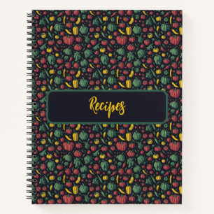 Vegetables peppers chilli pattern kitchen recipe notebook