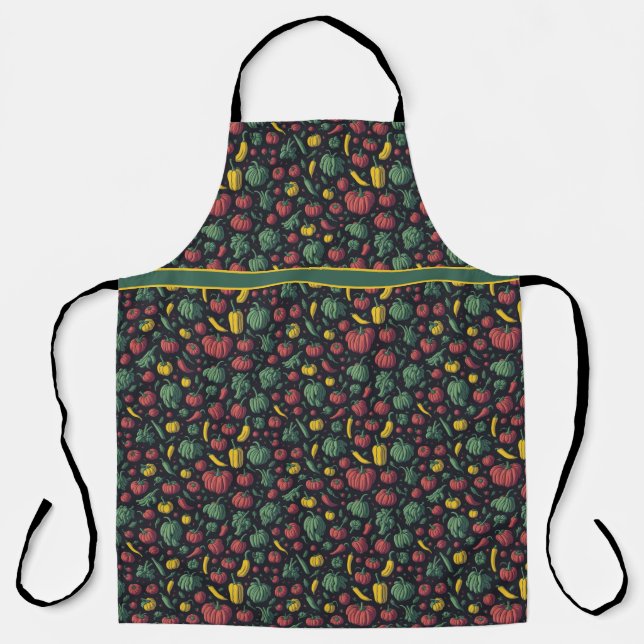 Vegetables peppers chilli pattern kitchen theme apron (Front)