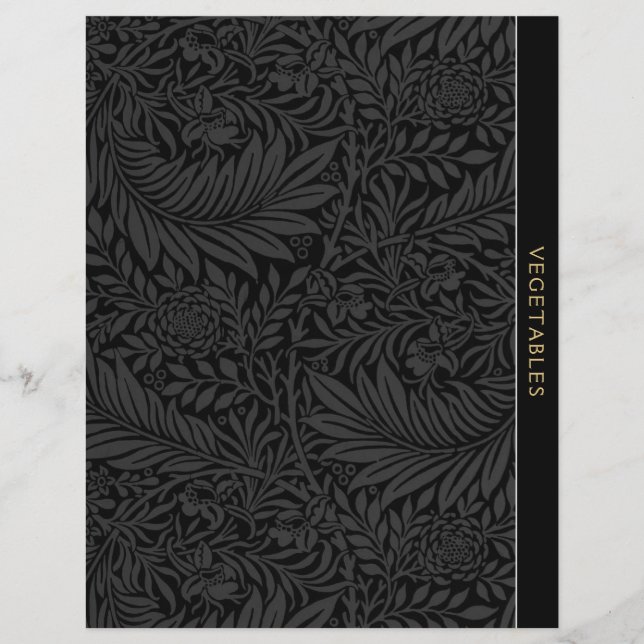 Vegetables | Recipe Divider | Vintage Black Floral (Front)