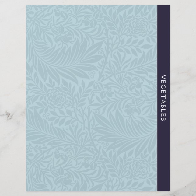 Vegetables | Recipe Divider | Vintage Blue Floral (Front)
