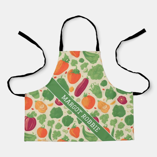 Vegetables Retro Colourful Personalised Pattern Apron (Front)