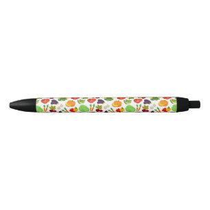 Vegetables Seamless Vegan Pattern Black Ink Pen