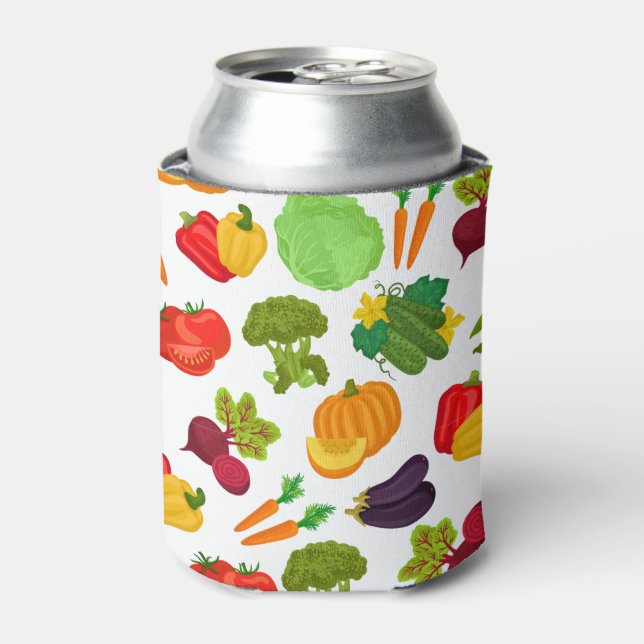 Vegetables Seamless Vegan Pattern Can Cooler (Can Front)