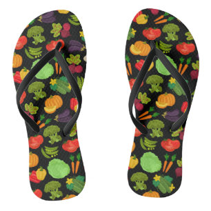 Vegetables Seamless Vegan Pattern Flip Flops