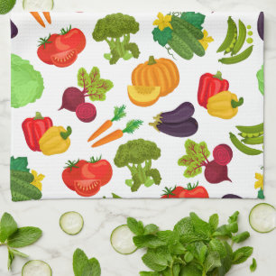 Vegetables Seamless Vegan Pattern Tea Towel