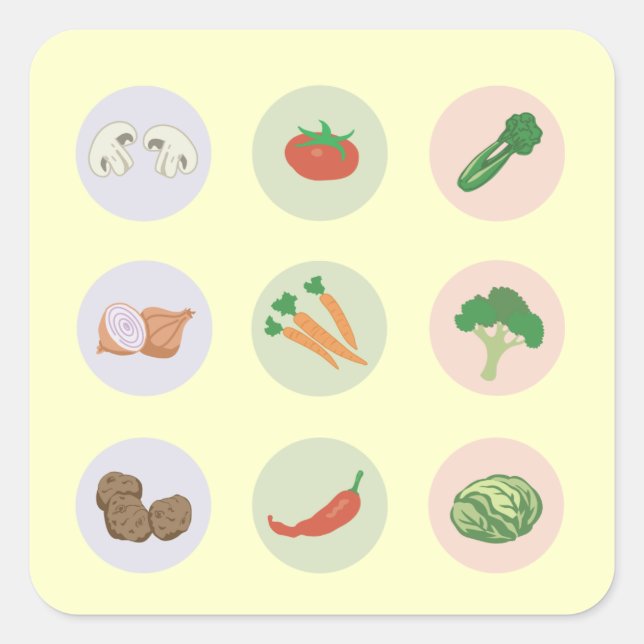 Vegetables Square Sticker (Front)