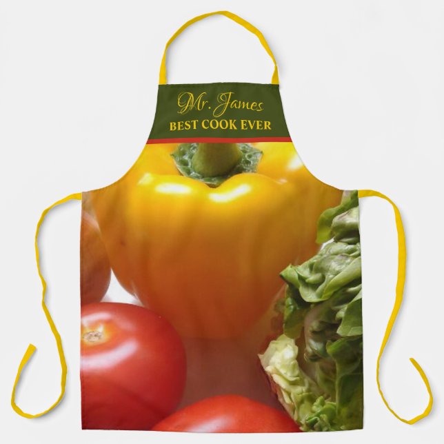 Vegetables Tomatoes Best Cook Ever Add Name Funny Apron (Front)