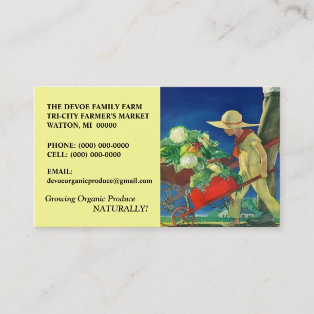 VEGETABLES VEG FAMILY FARM PRODUCE BUSINESS CARDS (Front)
