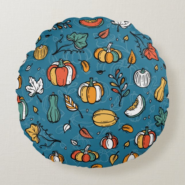 Vegetables vintage Background. Different Varieties Round Cushion (Front)