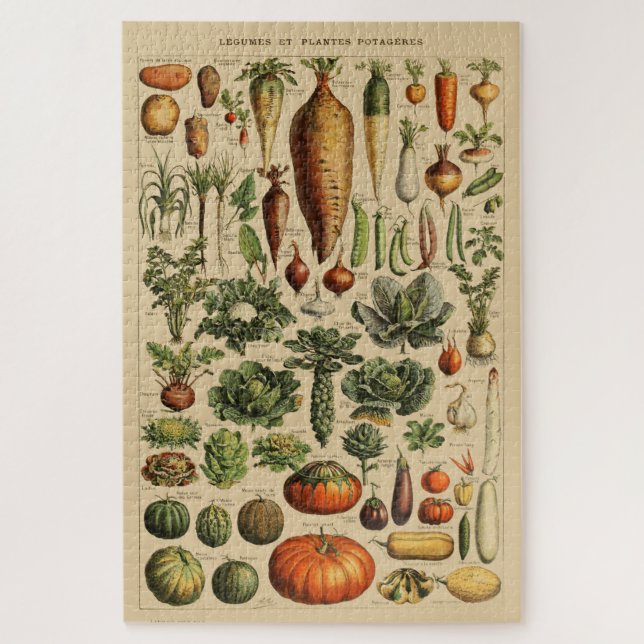 Vegetables Vintage French Book Page Jigsaw Puzzle (Vertical)