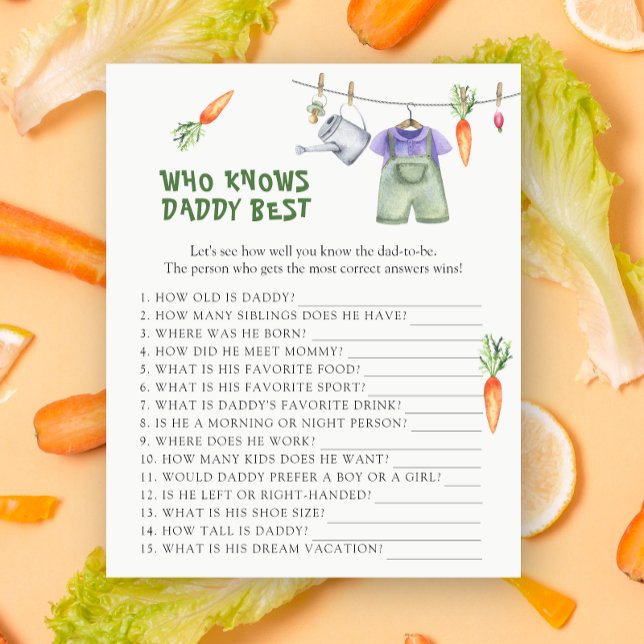 Vegetables - Who knows daddy best game (Creator Uploaded)