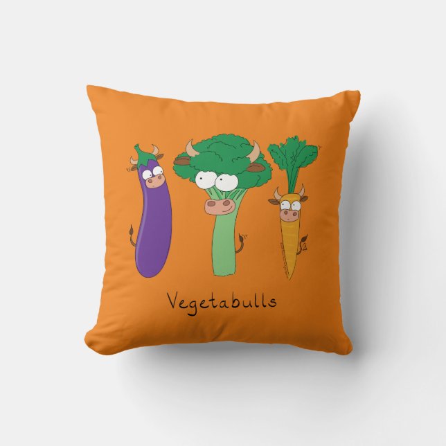 Vegetabulls Vegetable Bulls Funny Pillow (Front)
