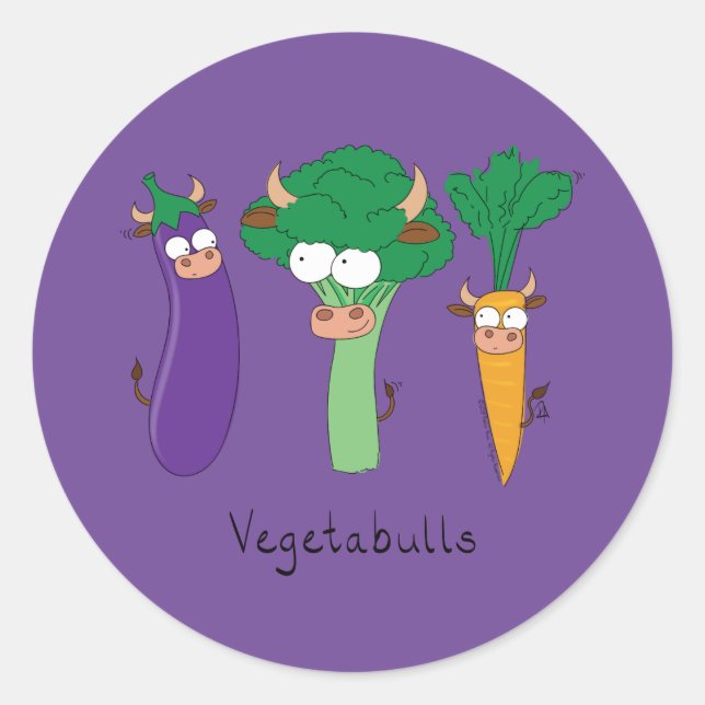 Vegetabulls Vegetable Bulls Funny Stickers (Front)