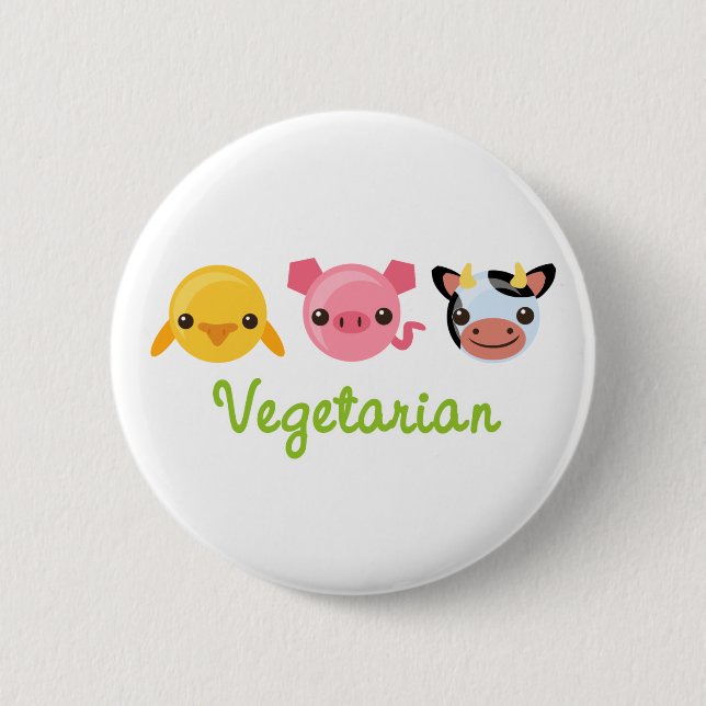 Vegetarian 6 Cm Round Badge (Front)