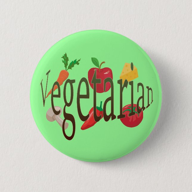 Vegetarian 6 Cm Round Badge (Front)
