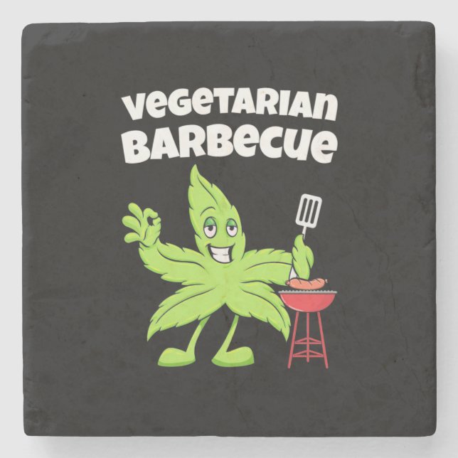 Vegetarian Barbecue Stone Coaster (Front)