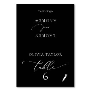 Vegetarian Black Minimalist Wedding Table Number