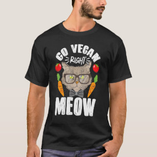 Vegetarian Cat Go Vegan Right Meow Animal Vintage T-Shirt