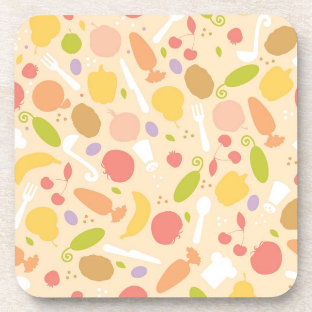 Vegetarian cooking pattern background coaster (Front)