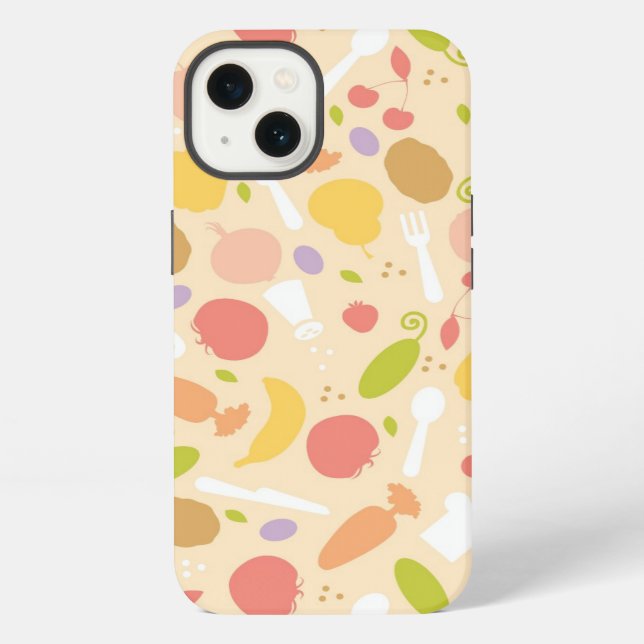 Vegetarian cooking pattern background iPhone case (Back)