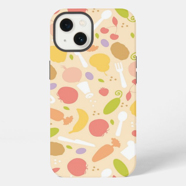 Vegetarian cooking pattern background iPhone case (Back)