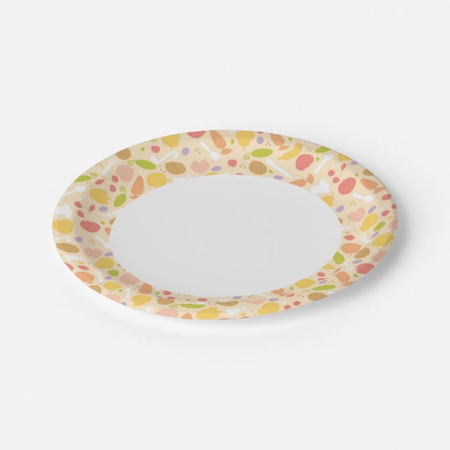 Vegetarian cooking pattern background paper plate (Angled)