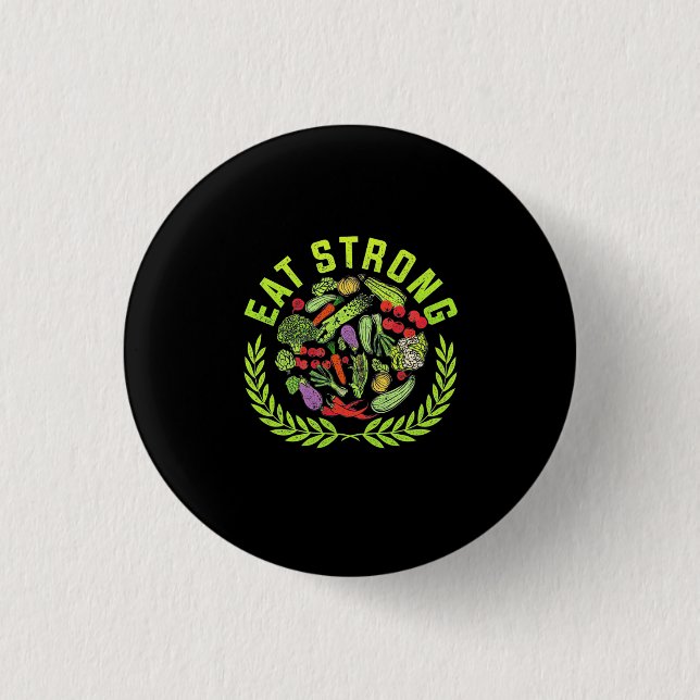 Vegetarian Eat Strong 3 Cm Round Badge (Front)