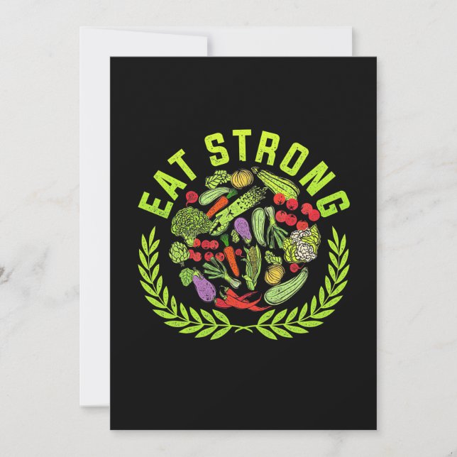 Vegetarian Eat Strong Invitation (Front)
