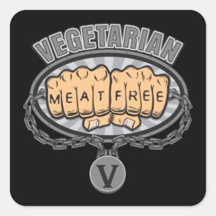 Vegetarian Fists Square Sticker
