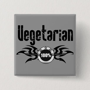 Vegetarian Grunge Winged Emblem 15 Cm Square Badge