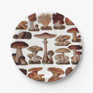 Vegetarian hipster steampunk vintage mushroom paper plate