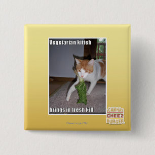Vegetarian Kitteh 15 Cm Square Badge