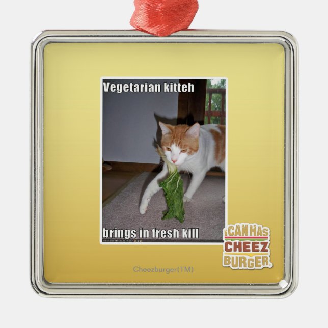 Vegetarian Kitteh Metal Tree Decoration (Front)