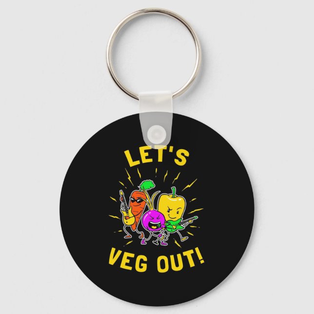Vegetarian Let Vegan Out Key Ring (Front)