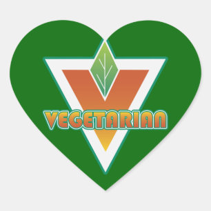 Vegetarian Logo Heart Sticker